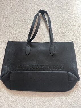 Burberry Black Pebbled Leather Logo Tote